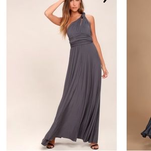 Lulu’s Tricks of the Trade Dark Grey Maxi Dress